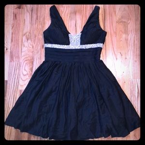 BASIX Black Label Silk black dress evening 12